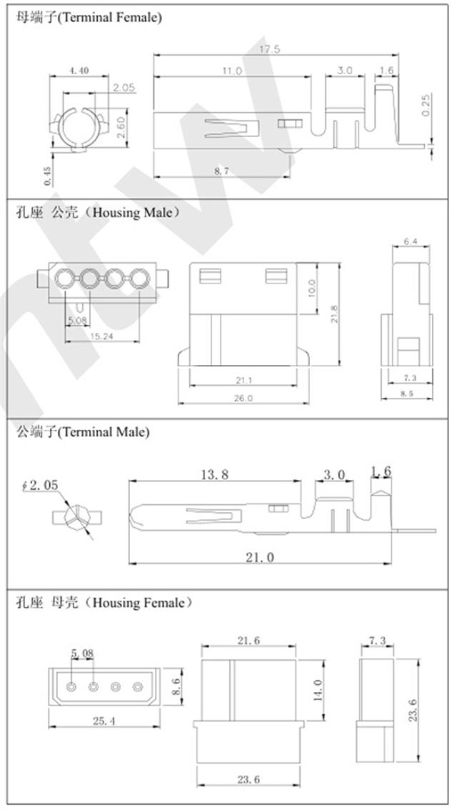 端子孔座规格图 端子孔座规格图