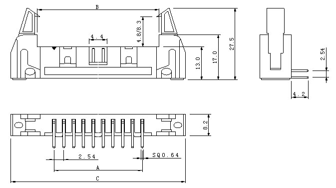 2.54mm弯针牛角连接器规格书 2.54mm弯针牛角<a href='//m.hp1858.com/product/' class='keys' title='点击查看关于连接器的相关信息' target='_blank'>连接器</a>规格书